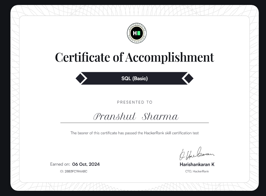 SQL by HackerRank